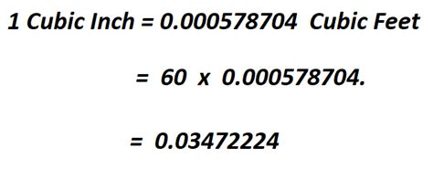 How To Calculate Cubic Feet From Cubic Inches