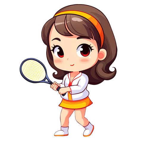 Cute Girl Playing Tennis Clipart Illustration Ai Generative 27674014 Png