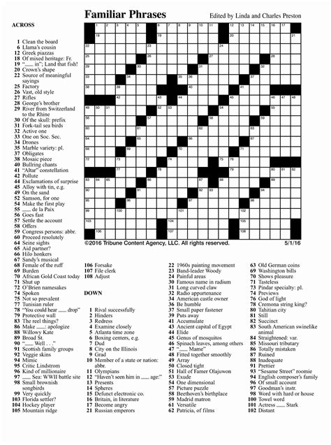 Easy crossword puzzles free printable