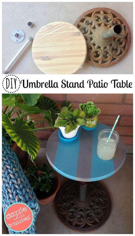 How To Make Patio Side Table From Old Umbrella Stand With Images