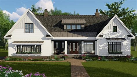 4 Bed New American Farmhouse Plan With Bonus Over Garage 14674rk
