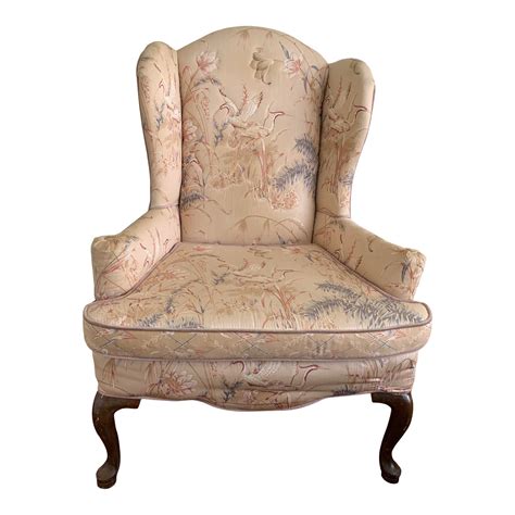 Vintage Queen Anne Wingback Chair Chairish