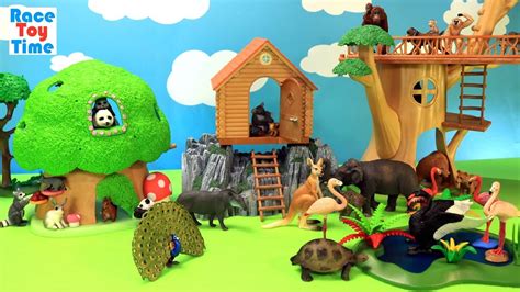 Toy Animals In The Treehouse For Kids Learn Animal Names Video Youtube
