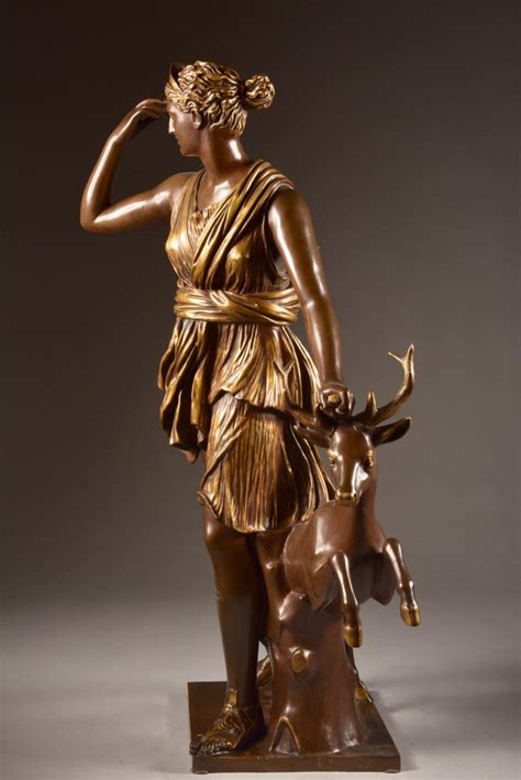 Large 81 Cm Bronze Statue Of Diana The Huntress F Barbedienne A