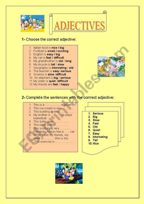 Basic Adjectives Esl Worksheet By Pablobarral