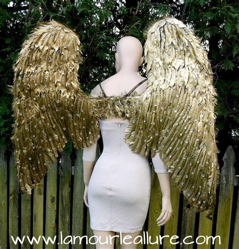 extra large rhinestone gold angel wings cosplay dance costume rave hal l amour le allure