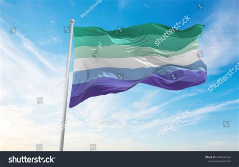 Transinclusive Gay Mens Pride Flag Waving Stock Illustration