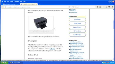 On this site you can also download drivers for all hp. How To Download, Hp laserjet pro mfp m125nw driver - YouTube