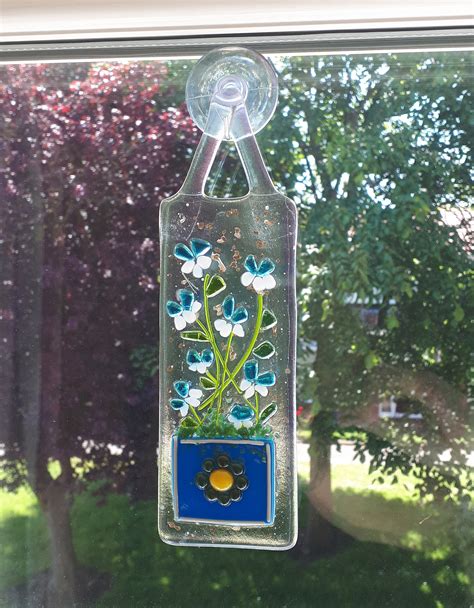 Glass Art Fused Glass Suncatchers Wall Hanging Violas In Etsy