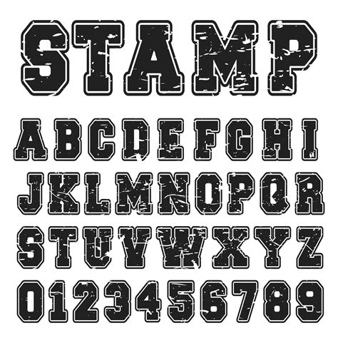 Alphabet Font Black Stamp Design 683904 Vector Art At Vecteezy