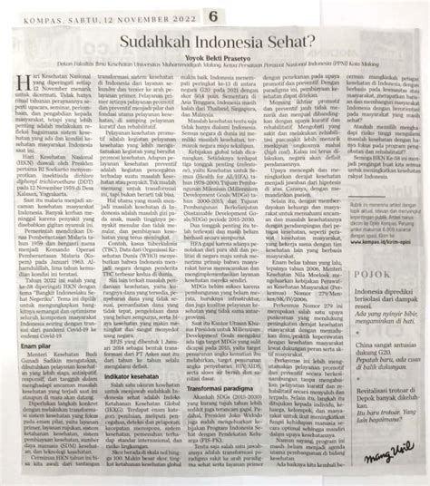 Sudahkah Indonesia Sehat Kompas Cetak Umm Dalam Berita Koran
