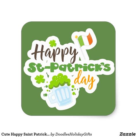 Cute Happy Saint Patricks Day Holiday Sticker Holiday Stickers Cute