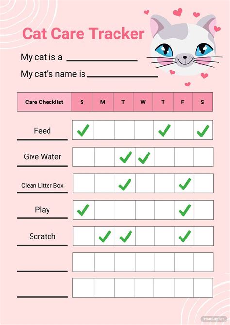 Cat Care Chart In Illustrator Portable Documents Download