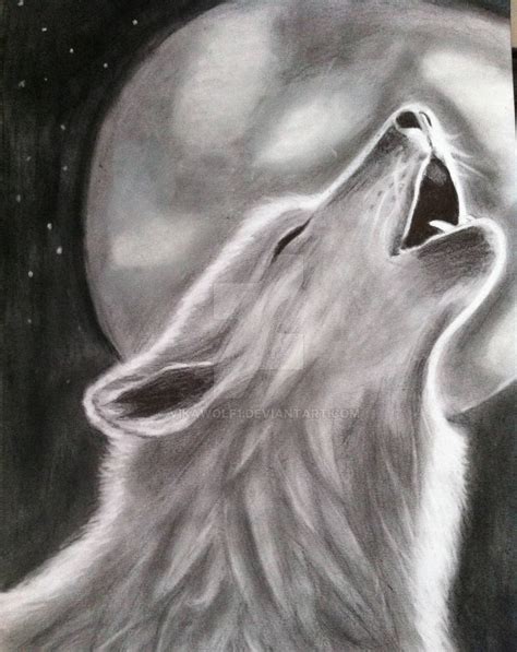 Drawing Of A Wolf Howling On The Moon By Vikawolf1 On Deviantart