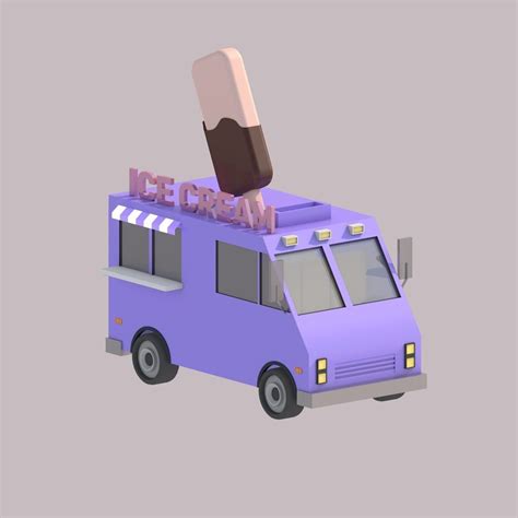 Ice Cream 3d Low Poly Truck For Games Realtime Cgtrader