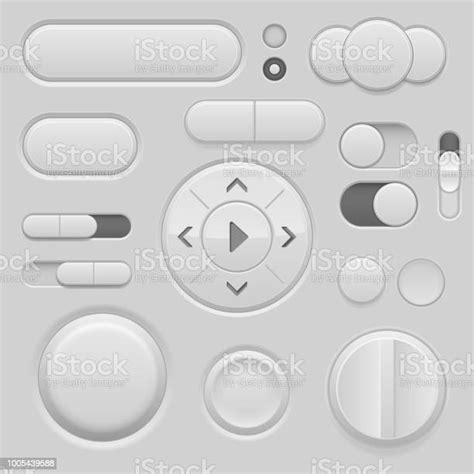 Gray Interface Buttons 3d Set Of Ui Icons Stock Illustration Download