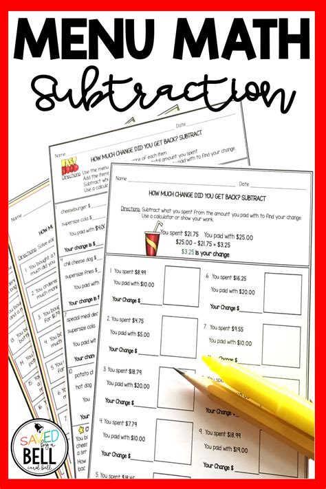Canva proves there's joy in math's biggest problems. Subtraction Money Worksheets and Word Problems Menu Math | Money worksheets, Math worksheets ...