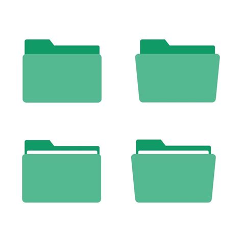 Set Of Flat Green Folder Icons Various Folder Symbols Suitable For