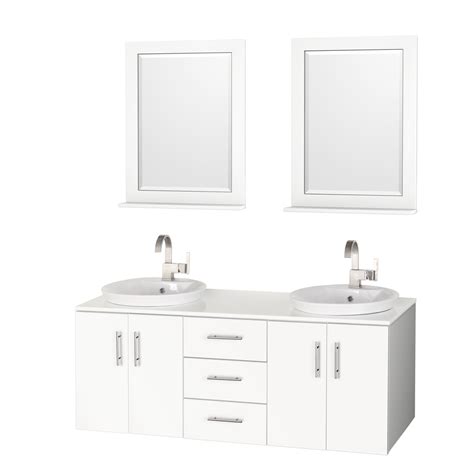 It is important to measure your space before purchasing a small bath vanity to make sure it is just the right fit. Arrano 55" Double Bathroom Vanity - White with Semi ...