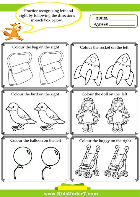 Left And Right Worksheets Kindergarten Worksheets Preschool