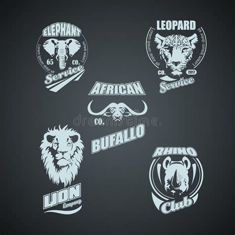Set Of Vintage African Wild Animal Logos Stock Vector Illustration Of