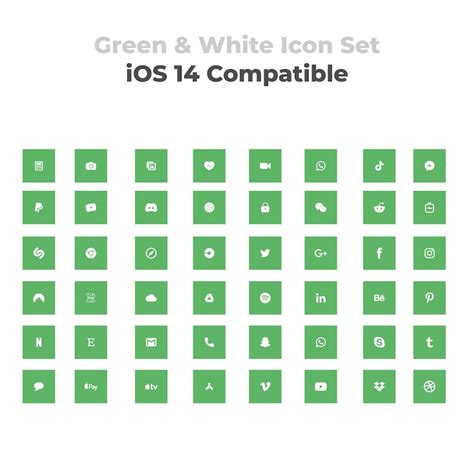 Ios Aesthetic Icon Set Green And White Green Icons Etsy