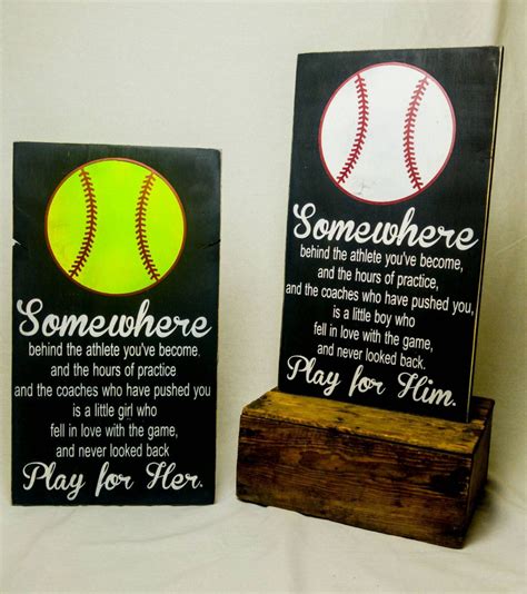 Baseball shelf in the shape of home plate.baseball decor. Play for Her Softball Bedroom Decor Wooden Sign Player ...