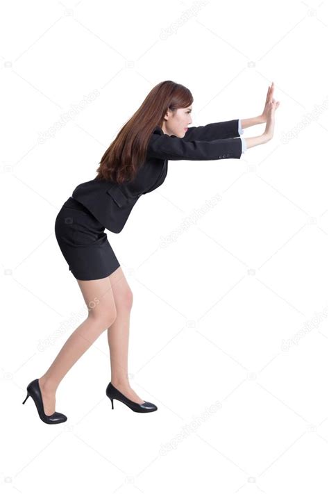 Business Woman Pushing Something Stock Photo Ryanking