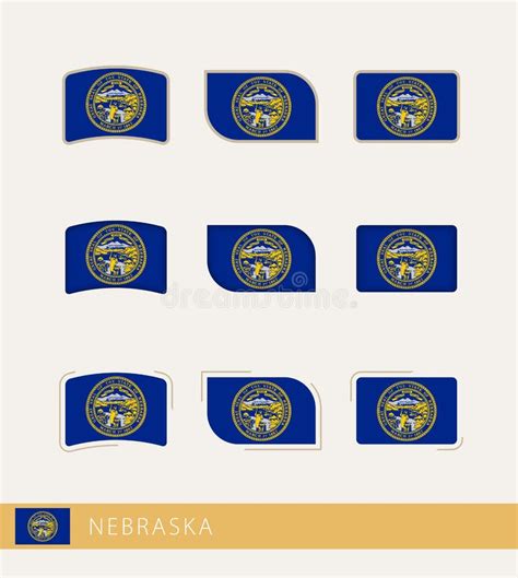 Vector Flags Of Nebraska Collection Of Nebraska Flags Stock Vector