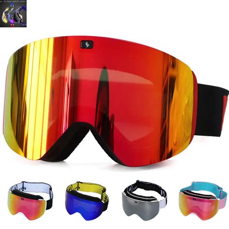 2023 New Double Layer Magnetic Ski Goggles Polarized Lens Skiing Anti Fog Uv400 Snowboard
