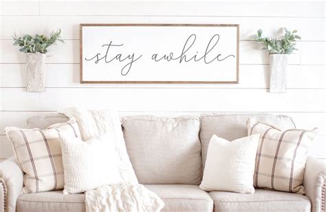 Stay Awhile Sign Stay Awhile Wood Sign Living Room Signs Living Room