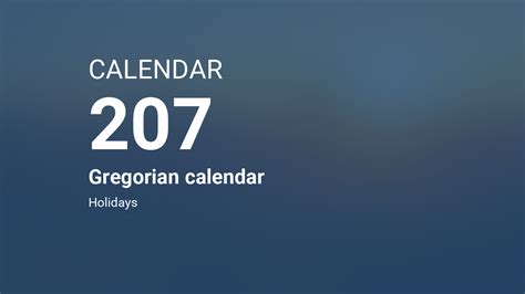 Year 207 Calendar Gregorian Calendar