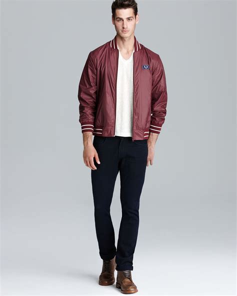 Lyst Fred Perry Tipped Bomber Jacket In Red For Men