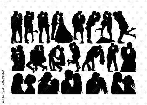 Couple Kissing Silhouette Couple Kissing Svg Wedding Couple Svg Lovers Svg Engagement Couple