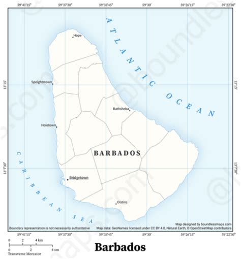 Barbados Minimalist Political Vector Map Boundless Maps