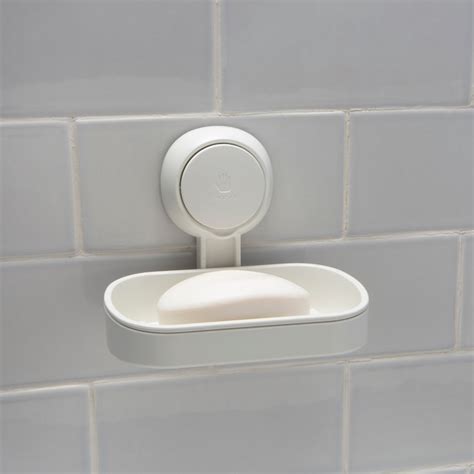 Bath Bliss Shower Mounted Soap Dish Holder With Gel Suction White No