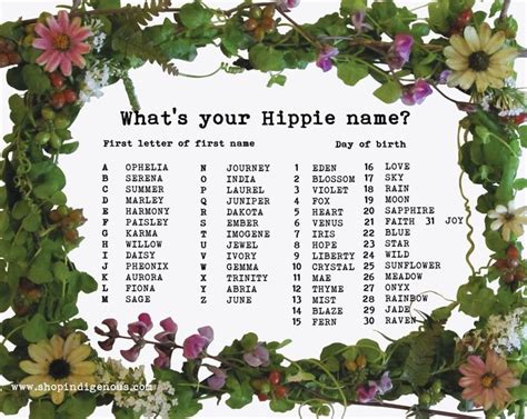 Whats Your Hippie Name Hippie Names Name Games Name Generator