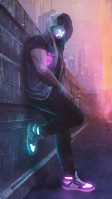 Download Anime Neon Boy With Mask Wallpaper