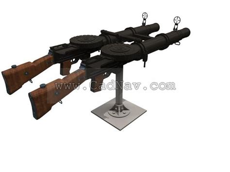 Lewis Machine Gun 3d Model 3ds Max Files Free Download Modeling 1370