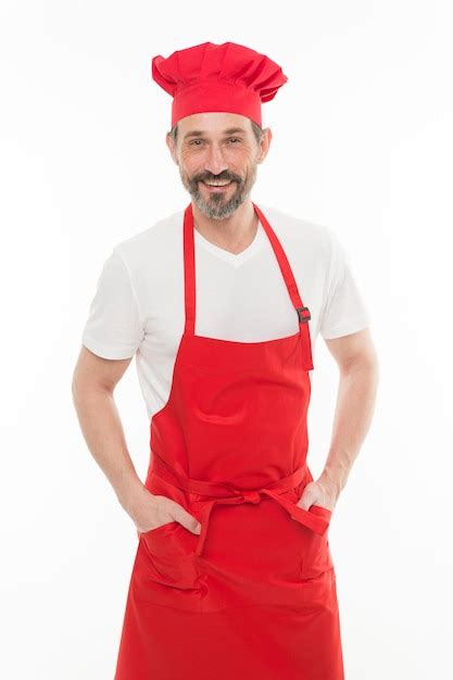 Premium Photo He Is A Fine Hand At Cooking Senior Cook With Beard And Moustache Wearing Bib