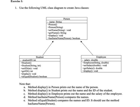 Exercise 1 1 Use The Following Uml Class Diagram To
