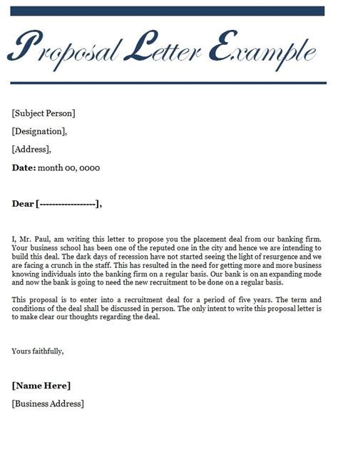 Proposal Letter Template Free Word Templates
