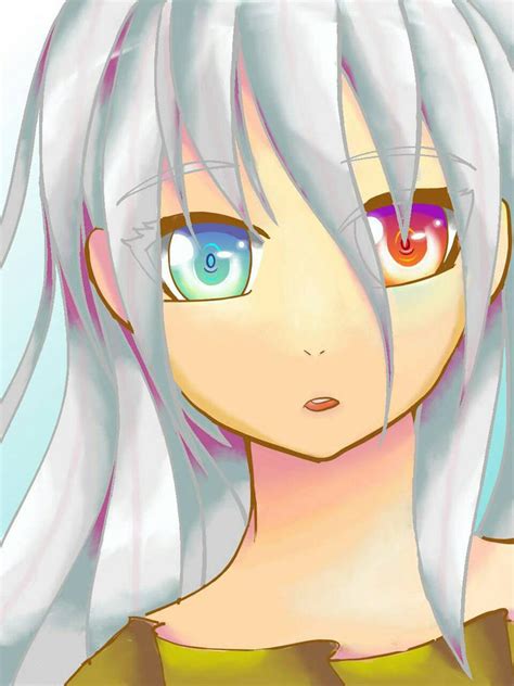 Anime Girl White Hair And Two Different Eyes By Xshion74