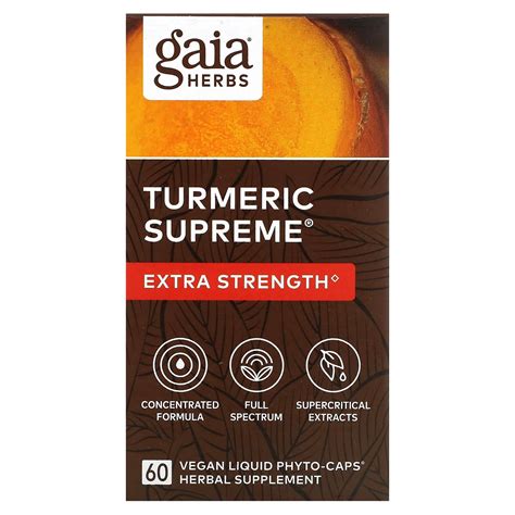 Gaia Herbs Cúrcuma Suprema Potência Extra 60 Phyto Caps Líquidas