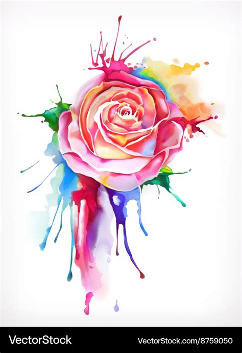 Watercolor Painting Rose Flower Royalty Free Vector Image