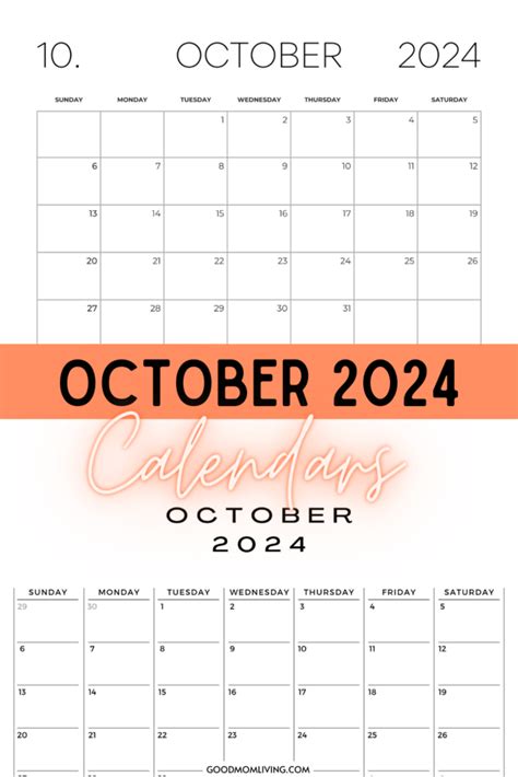 October 2024 Calendar Printable Free Calendars Good Mom Living