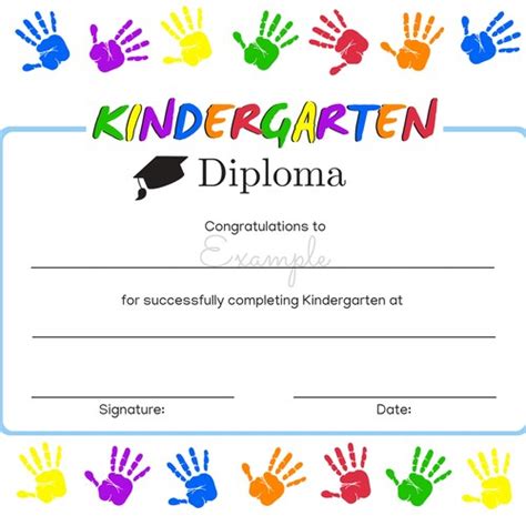 Instant Download Printable Kindergarten Graduation Diploma Etsy