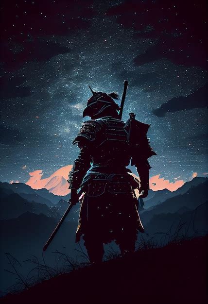 Premium Ai Image A Samurai Stands In The Mountains Looking At The Sky