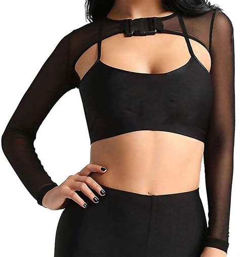 Ypser See Through Mesh Crop Top Sheer Open Front Shrug Fishnet Cover