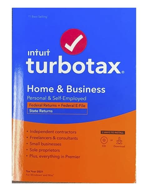 Turbotax Home And Business Fed Efile State Pc Mac Disc Walmart Com